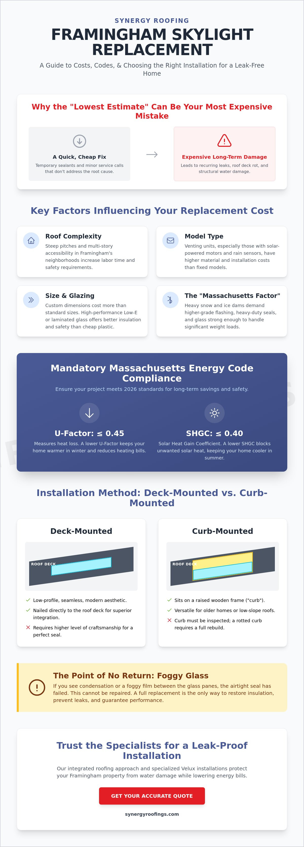 Skylight Replacement Cost in Framingham, MA: 2026 Homeowner’s Guide